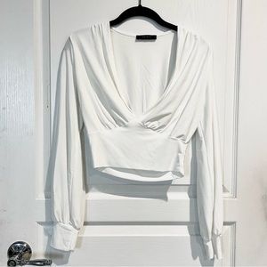 Saints Women’s Long Sleeve Plunge Crop Top Size M